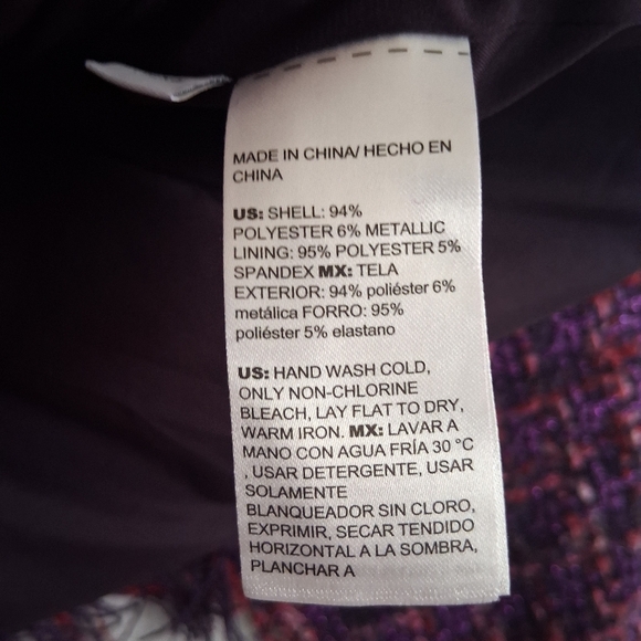 Chico's NWT Fringe Tweed Patch Pocket Jacket Purple 3/XL - Picture 6 of 7